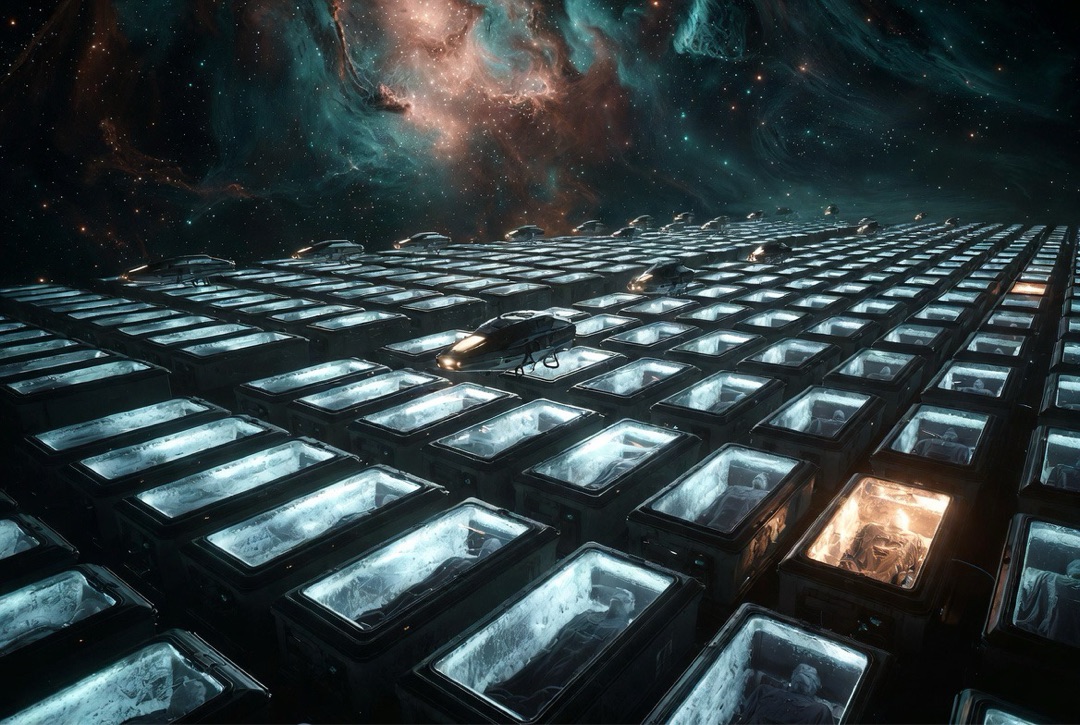 Cryo bay with maintenance drones