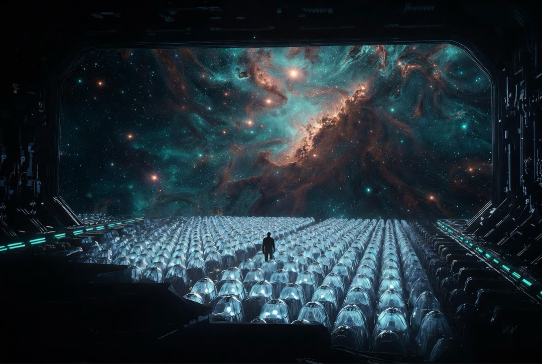 Silhouette before thousands of cryo pods