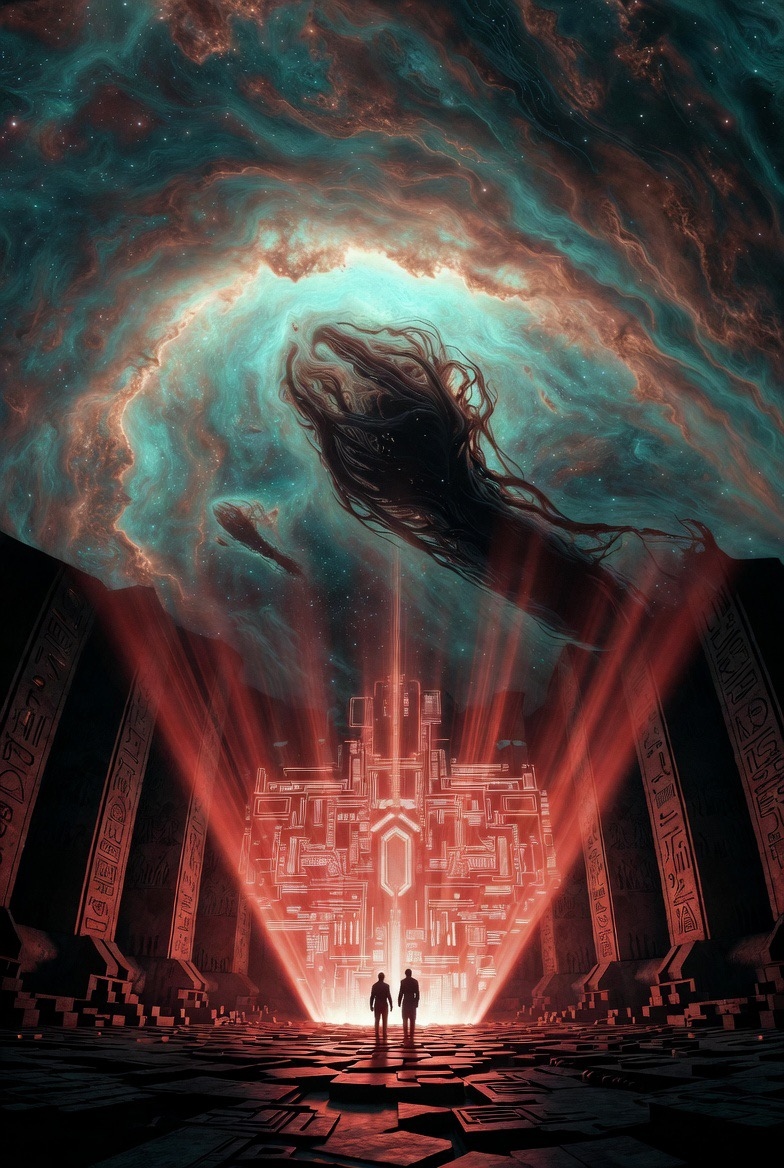 Devourer entity above artifact monolith