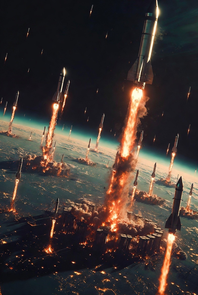 Missiles launching from Earth